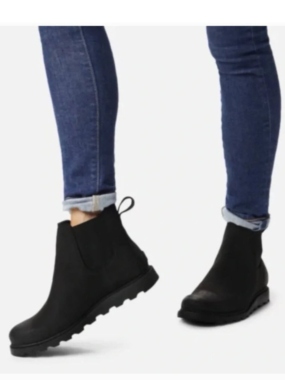 Sorel Ainsley Chelsea Waterproof Leather Boots Black Slip-On Size 9